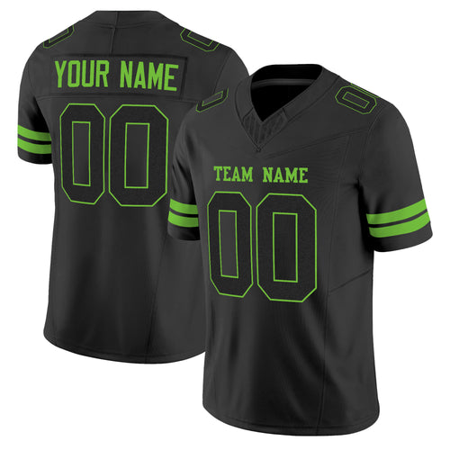 Black Black - Neon Green Mesh Custom Football Jersey
