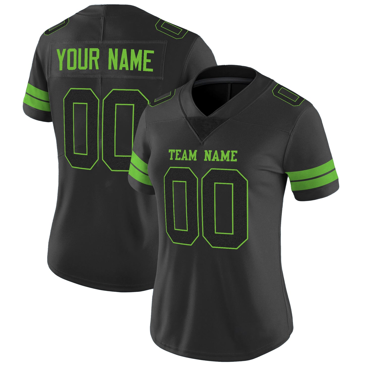 Black Black - Neon Green Mesh Custom Football Jersey