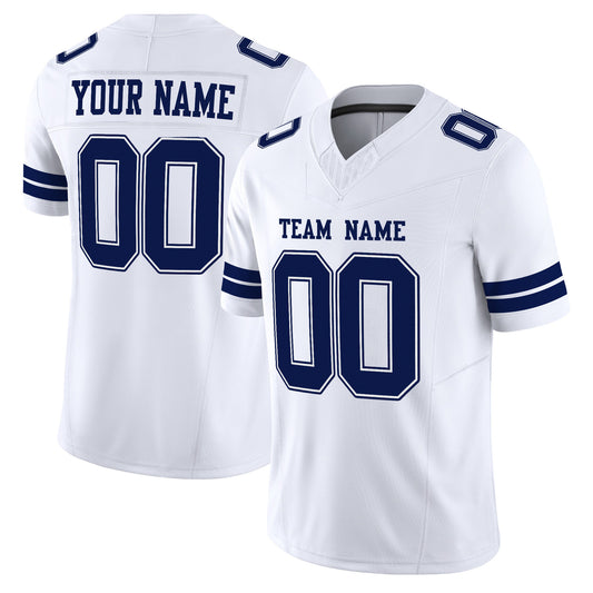 White Navy-White Mesh Custom Football Jersey