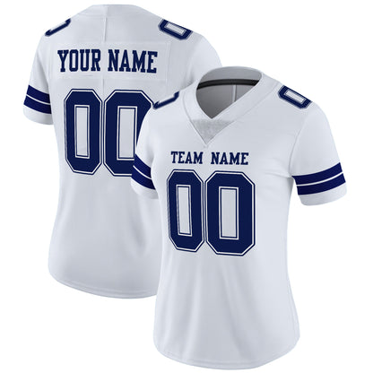 White Navy-White Mesh Custom Football Jersey