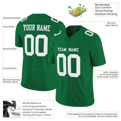 Kelly Green White Mesh Custom Football Jersey