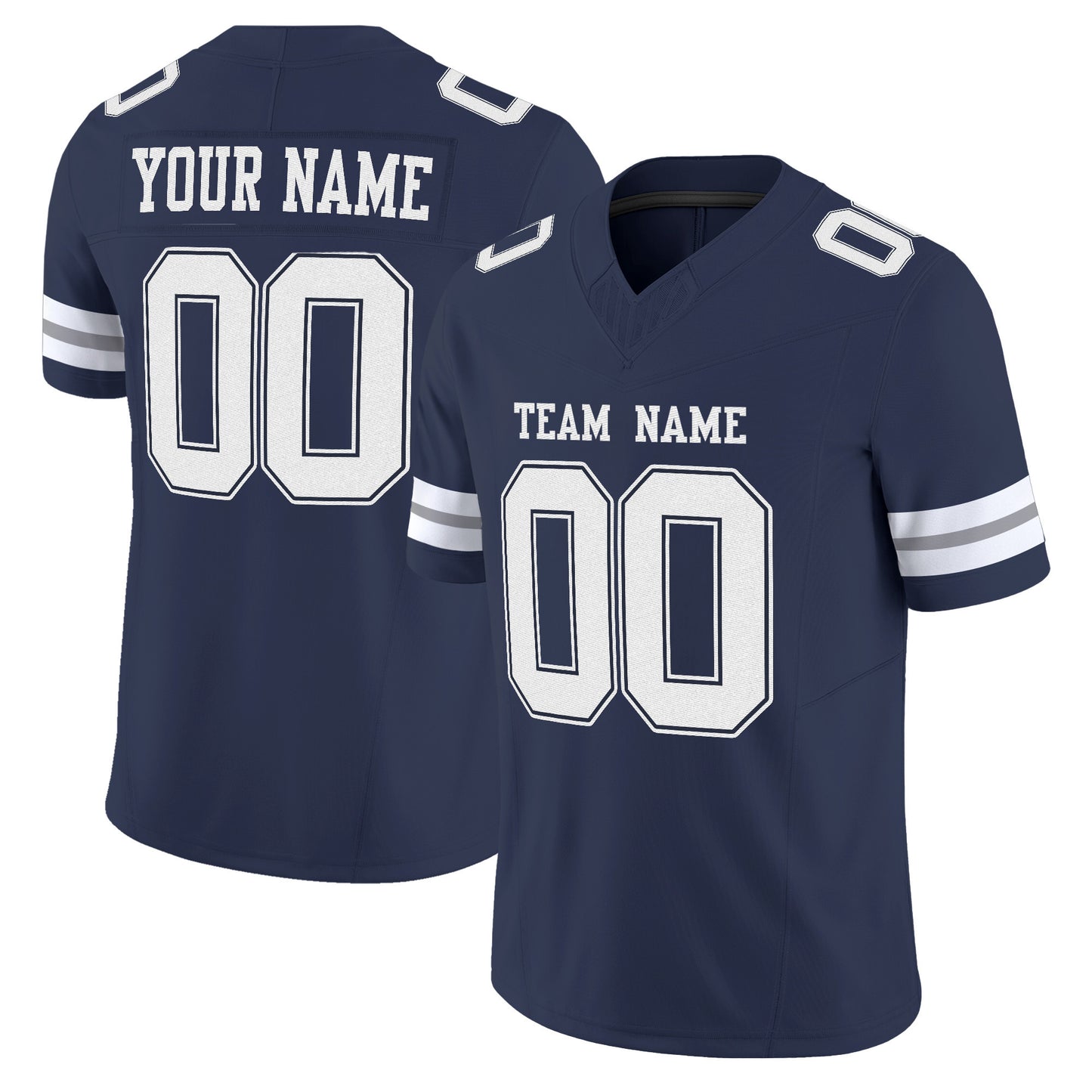 Navy White-Gray Mesh Custom Football Jersey