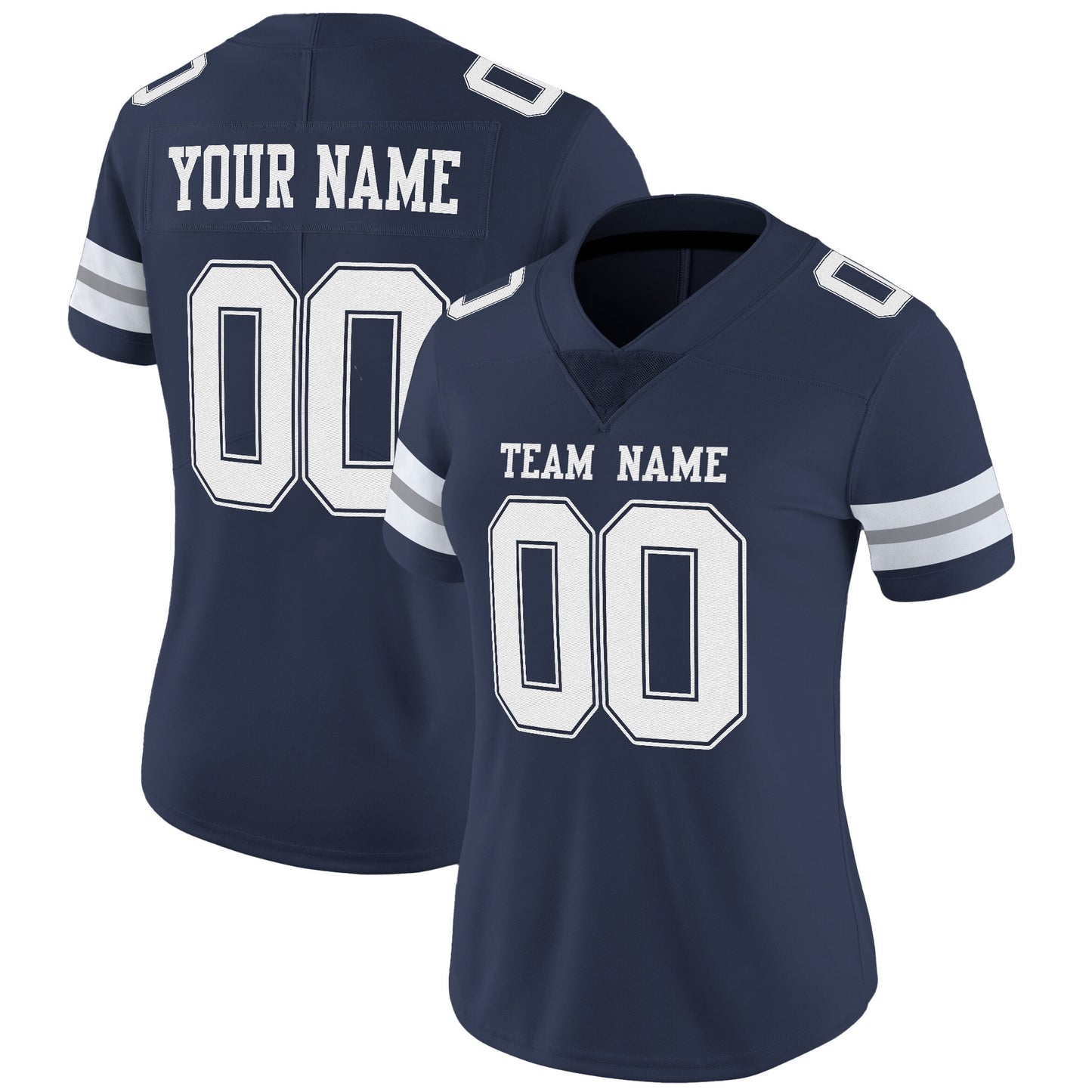 Navy White-Gray Mesh Custom Football Jersey
