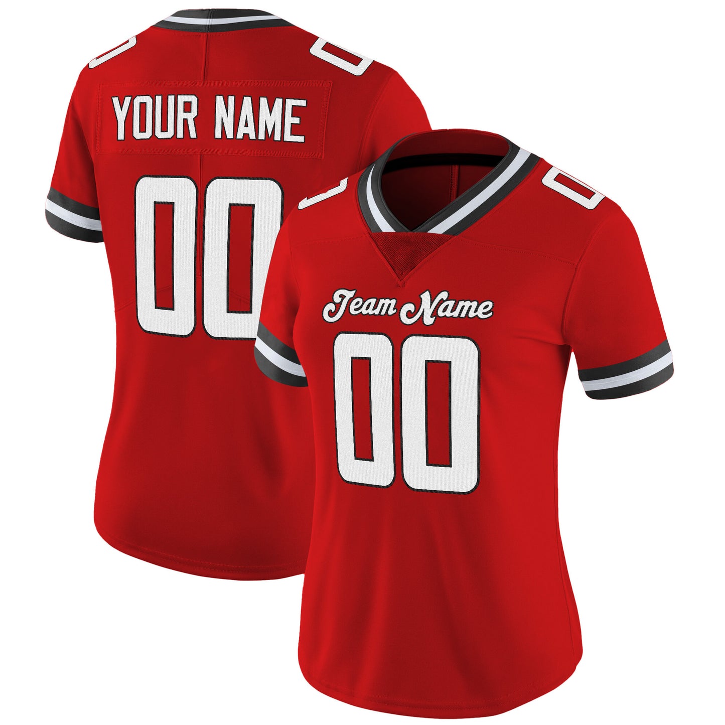 Red White-Black Mesh Throwback Custom Football Jersey