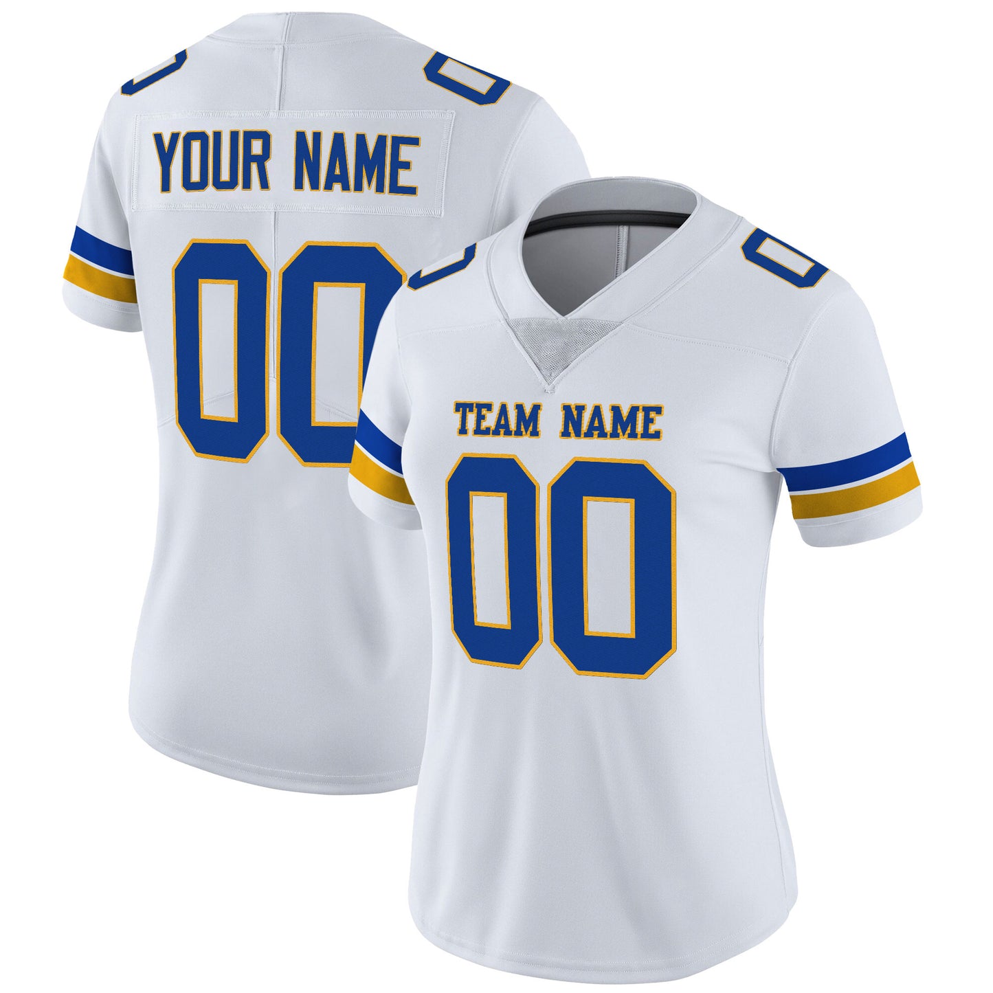 White Royal-Gold Mesh Custom Football Jersey