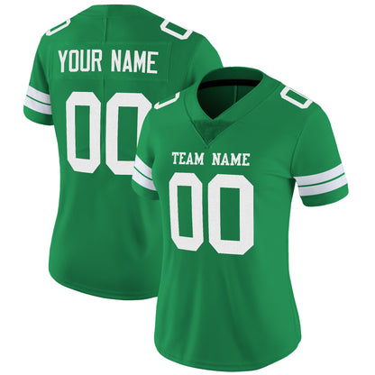 Grass Green White Mesh Custom Football Jersey