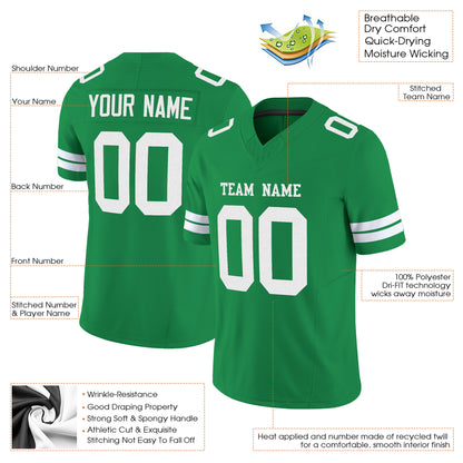 Grass Green White Mesh Custom Football Jersey