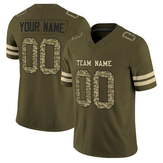 Olive Camo-Black Mesh Salute To Service Custom Football Jersey