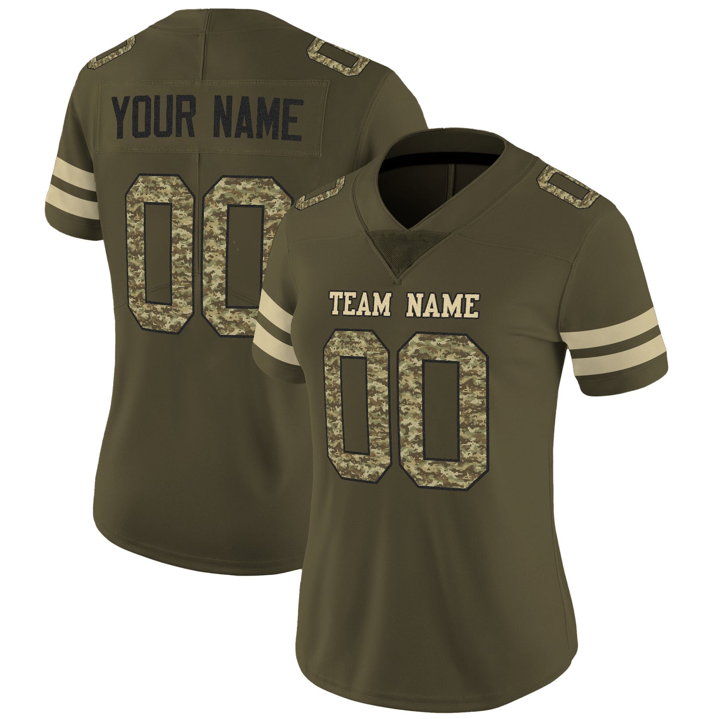 Olive Camo-Black Mesh Salute To Service Custom Football Jersey
