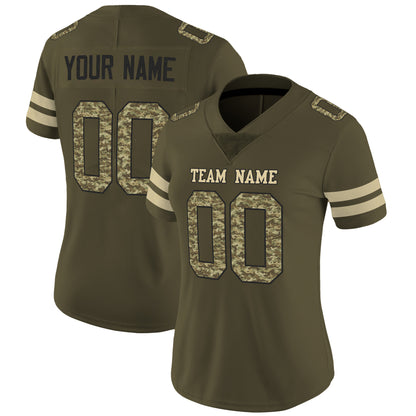 Olive Camo-Black Mesh Salute To Service Custom Football Jersey