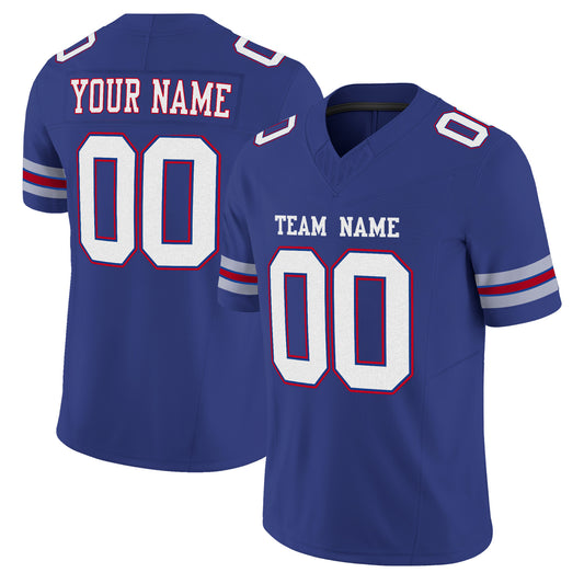 Royal White-Red Mesh Custom Football Jersey