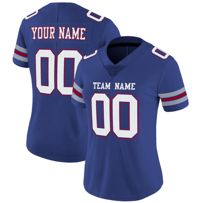 Royal White-Red Mesh Custom Football Jersey