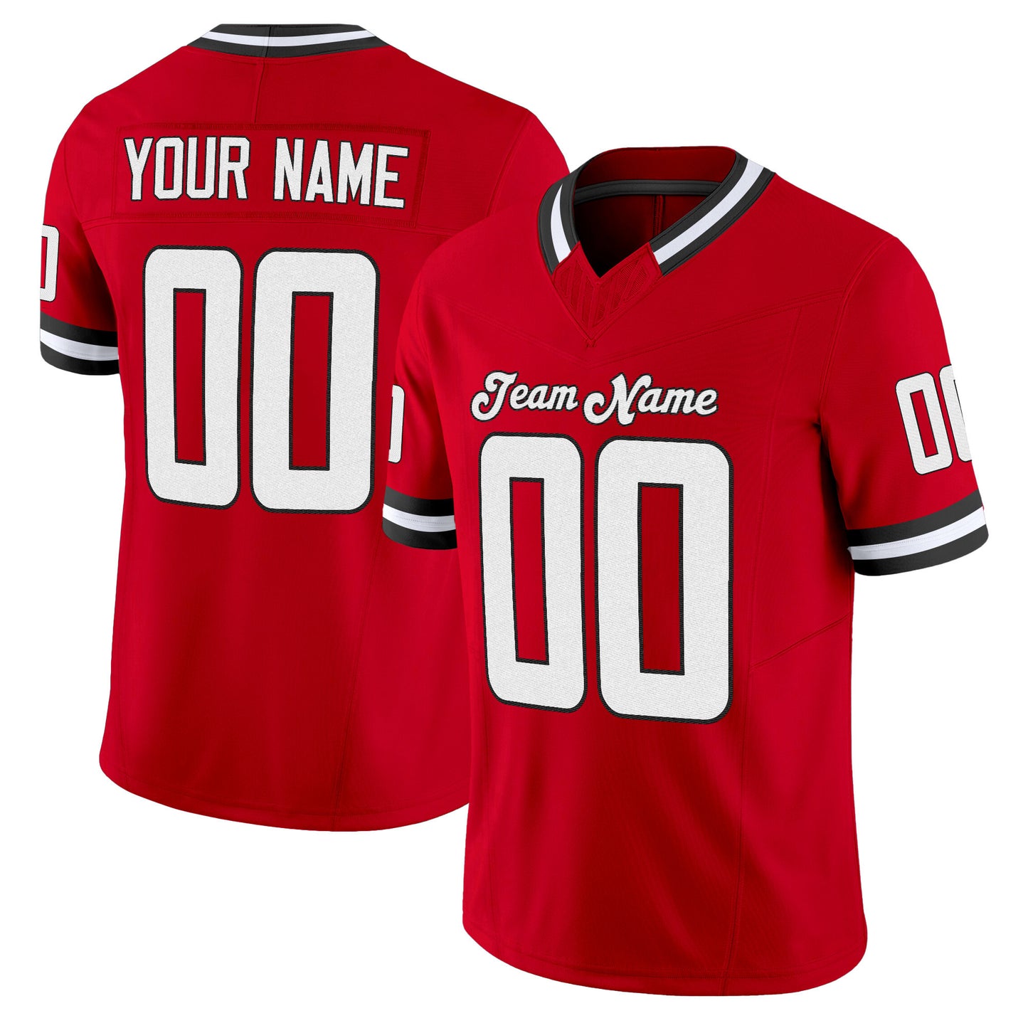Red White-Black Mesh Throwback Custom Football Jersey