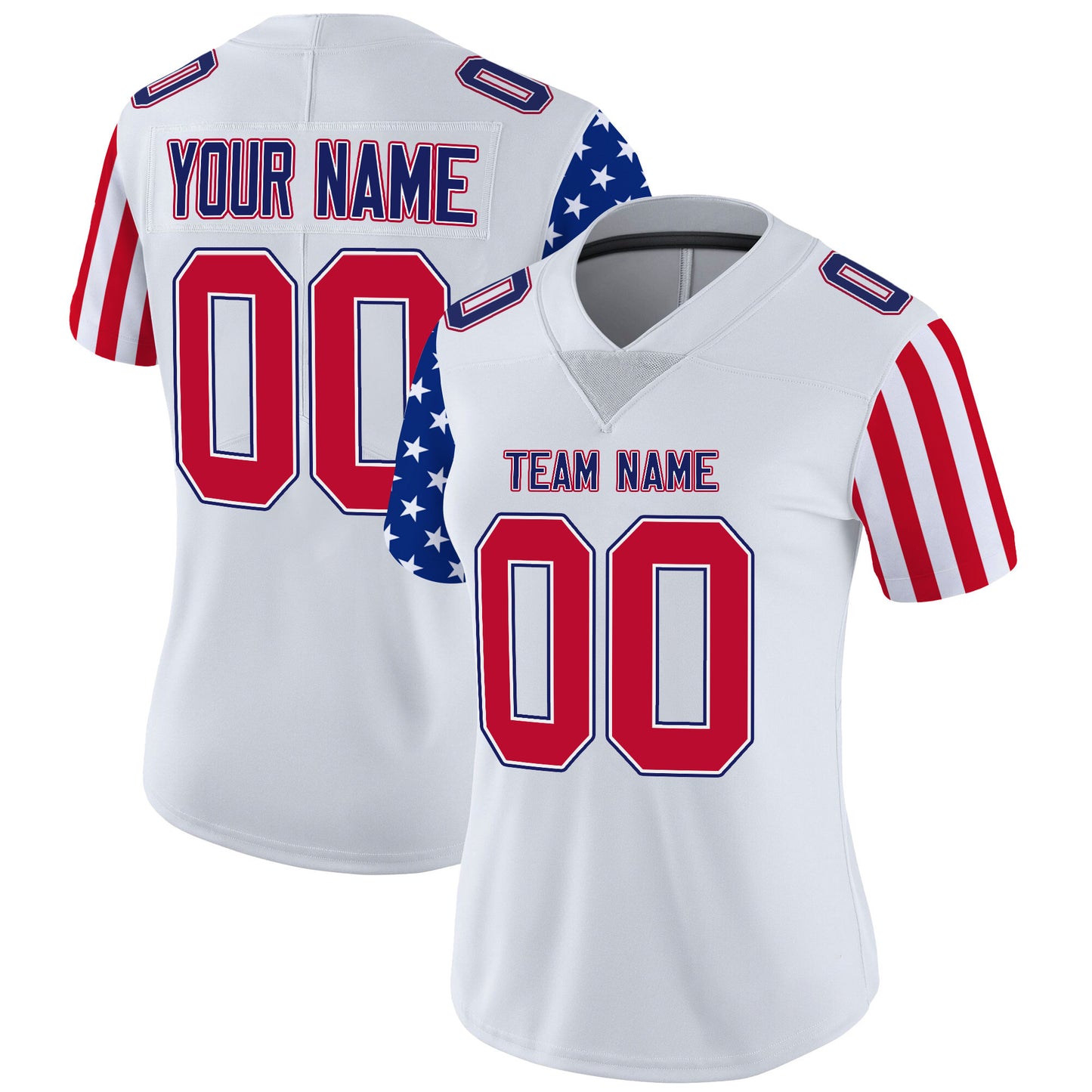 White Red American Style Custom Football Jersey