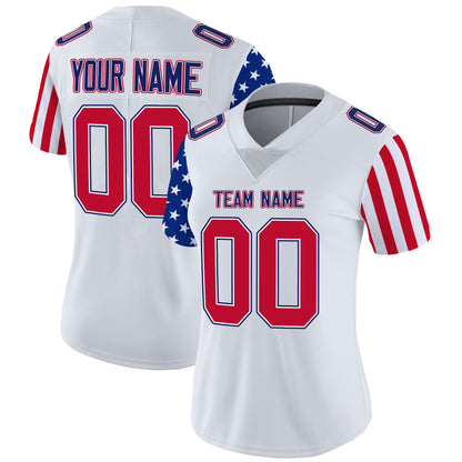 White Red American Style Custom Football Jersey