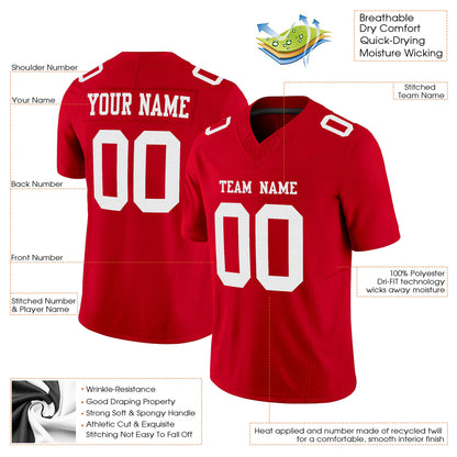 Red White Mesh Custom Football Jersey