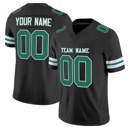Black Kelly Green-White Mesh Custom Football Jersey