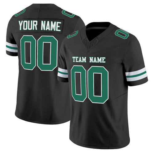 Black Kelly Green-White Mesh Custom Football Jersey