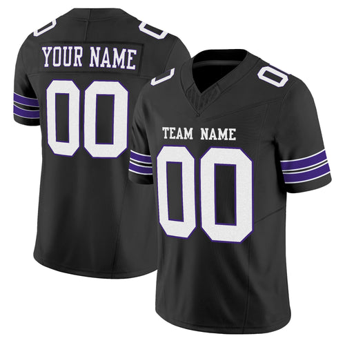 Black White-Purple Mesh Custom Football Jersey