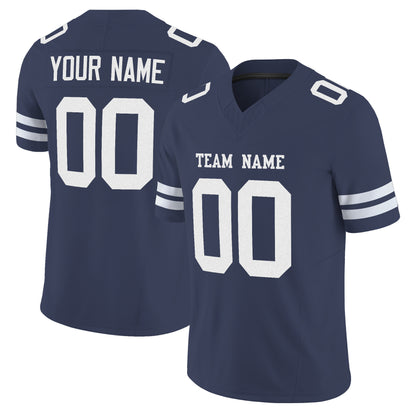 Navy White Mesh Custom Football Jersey