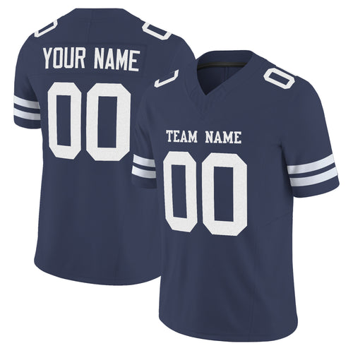 Navy White Mesh Custom Football Jersey