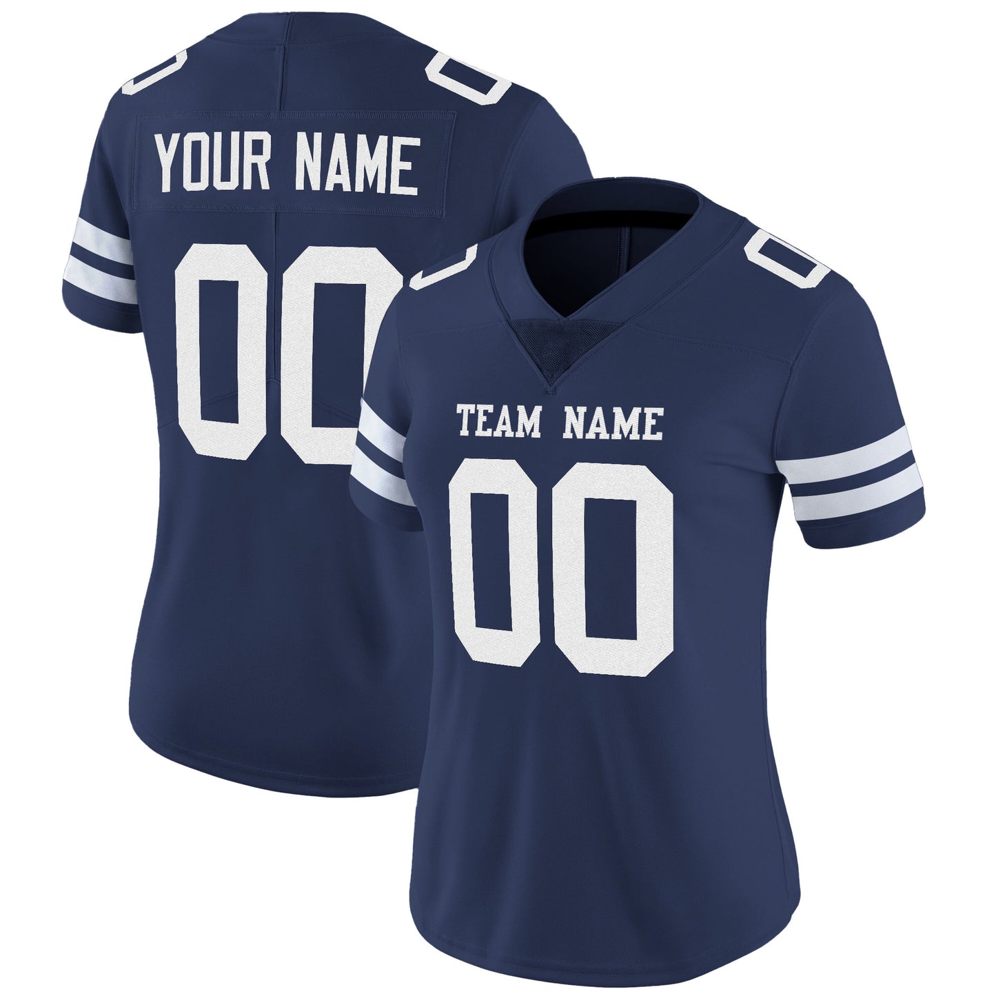 Navy White Mesh Custom Football Jersey