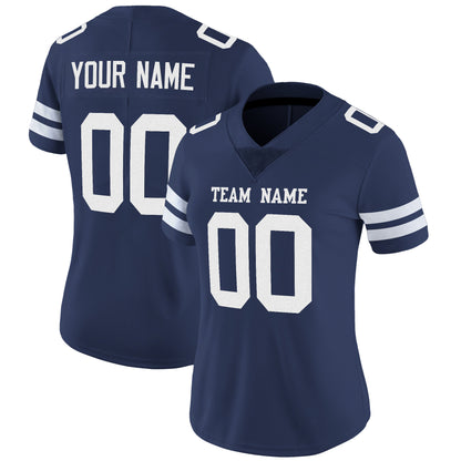 Navy White Mesh Custom Football Jersey