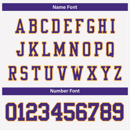 White Purple-Gold Mesh Custom Football Jersey