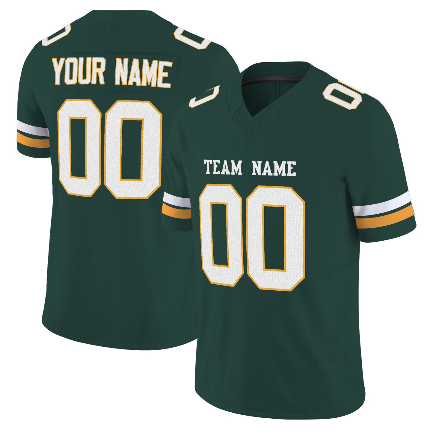 Green White-Gold Mesh Custom Football Jersey