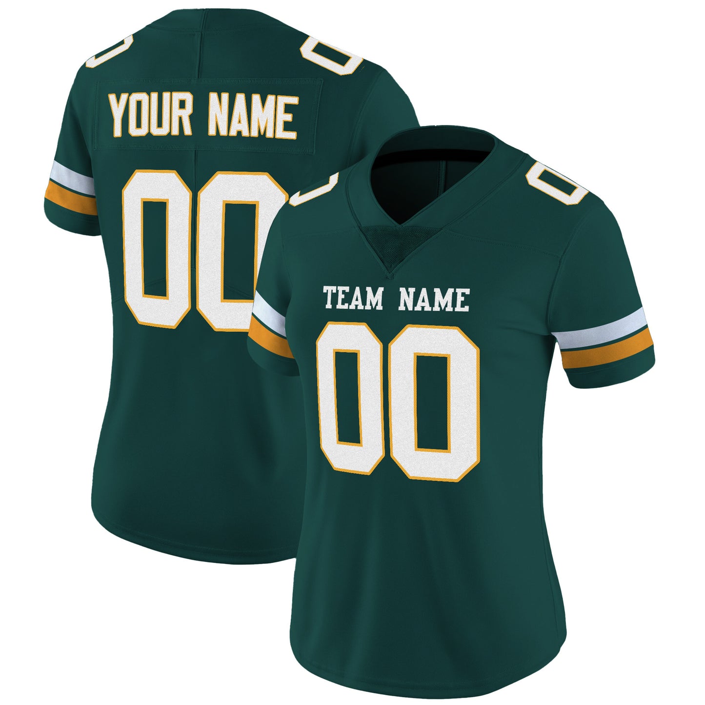 Green White-Gold Mesh Custom Football Jersey