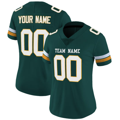 Green White-Gold Mesh Custom Football Jersey