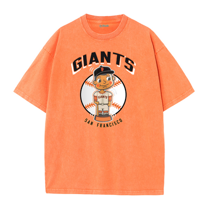 San Francisco Baseball Cartoon Graphic Vintage Washed T-Shirt