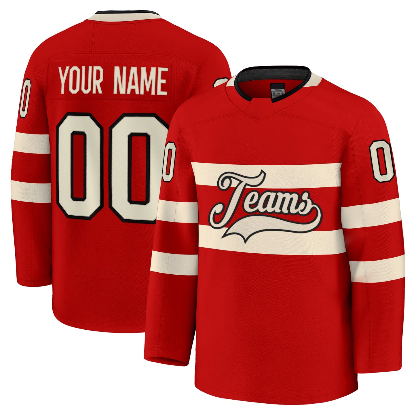 Red Black - Cream Custom Hockey Jersey