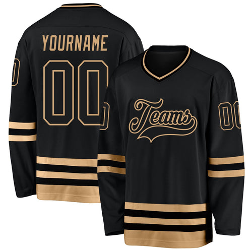 Black Black-Old Gold Custom Hockey Jersey
