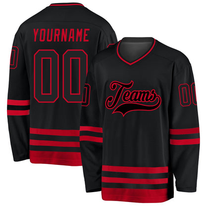 Black Black-Red Custom Hockey Jersey