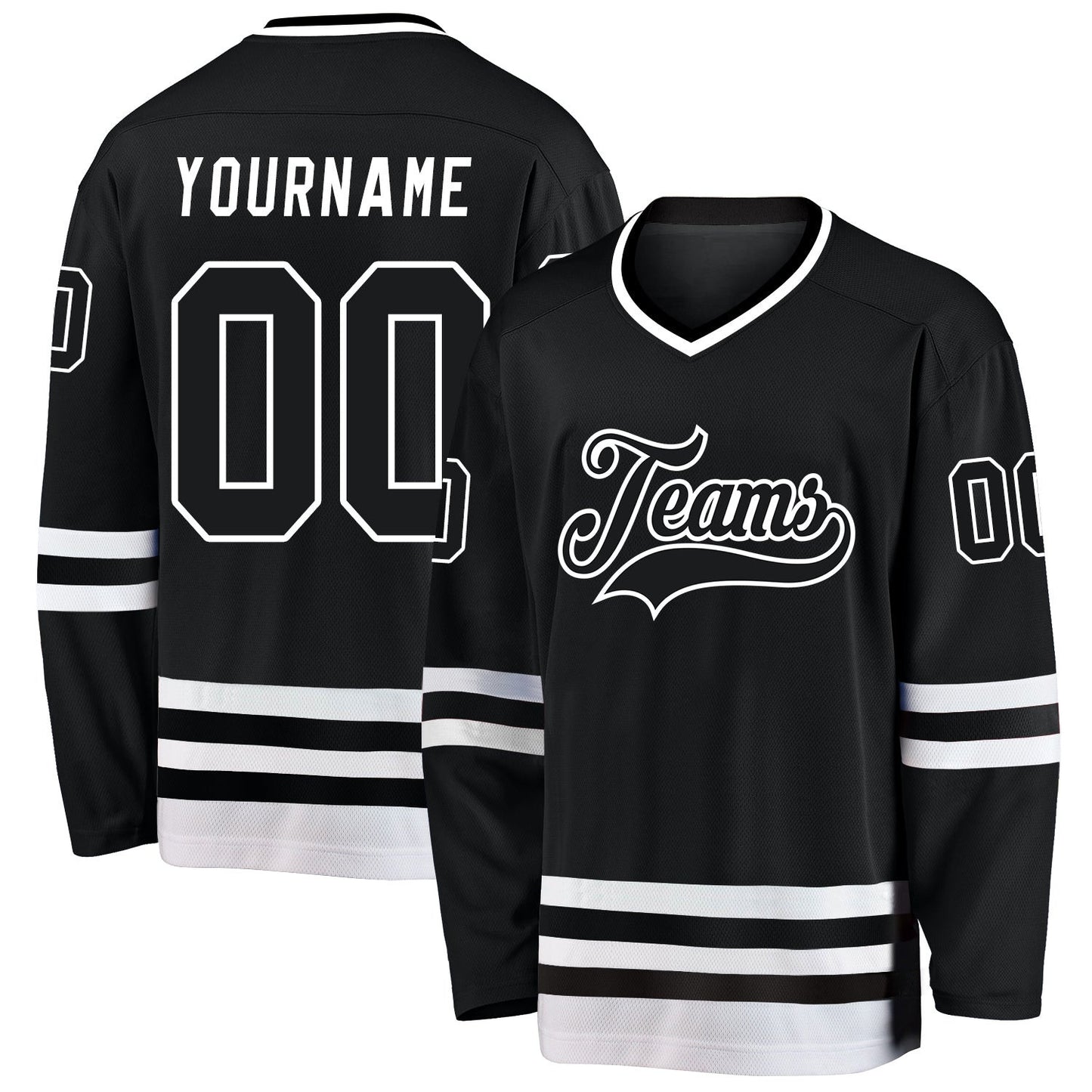 Black Black-White Custom Hockey Jersey