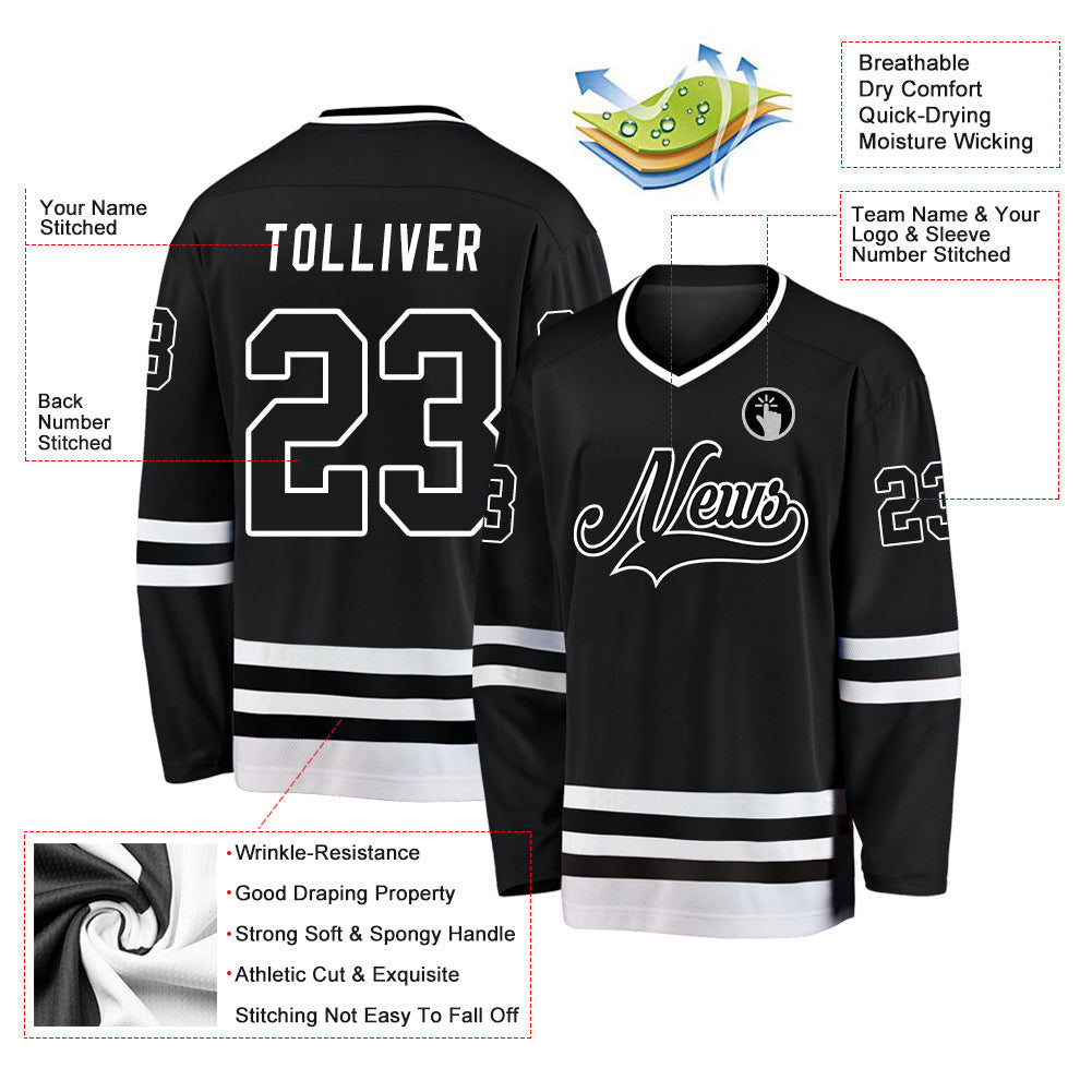 Black Black-White Custom Hockey Jersey