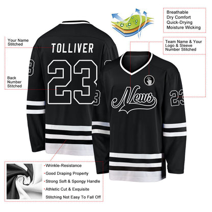 Black Black-White Custom Hockey Jersey