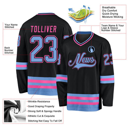 Black Light Blue-Pink Custom Hockey Jersey