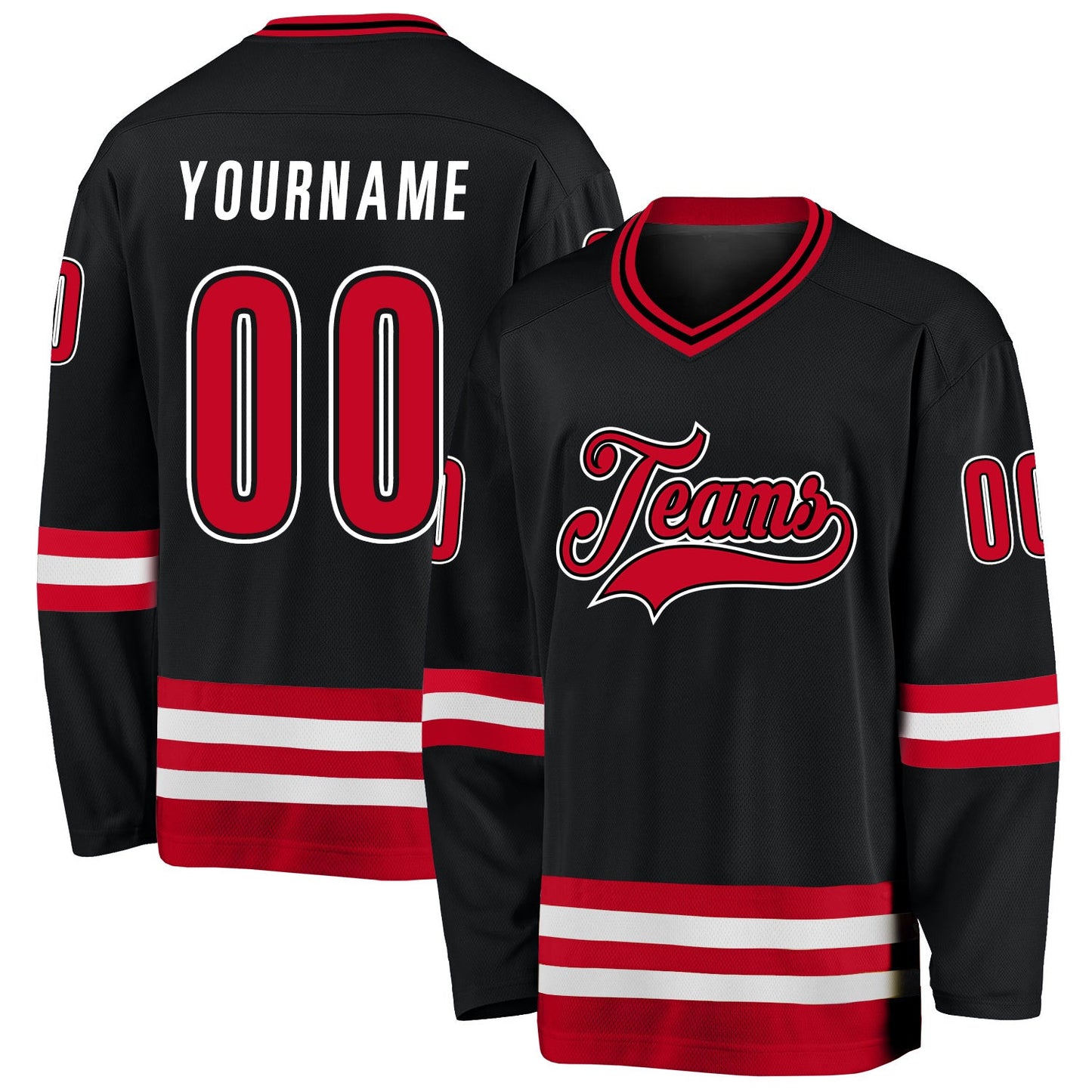 Black Red-White Custom Hockey Jersey