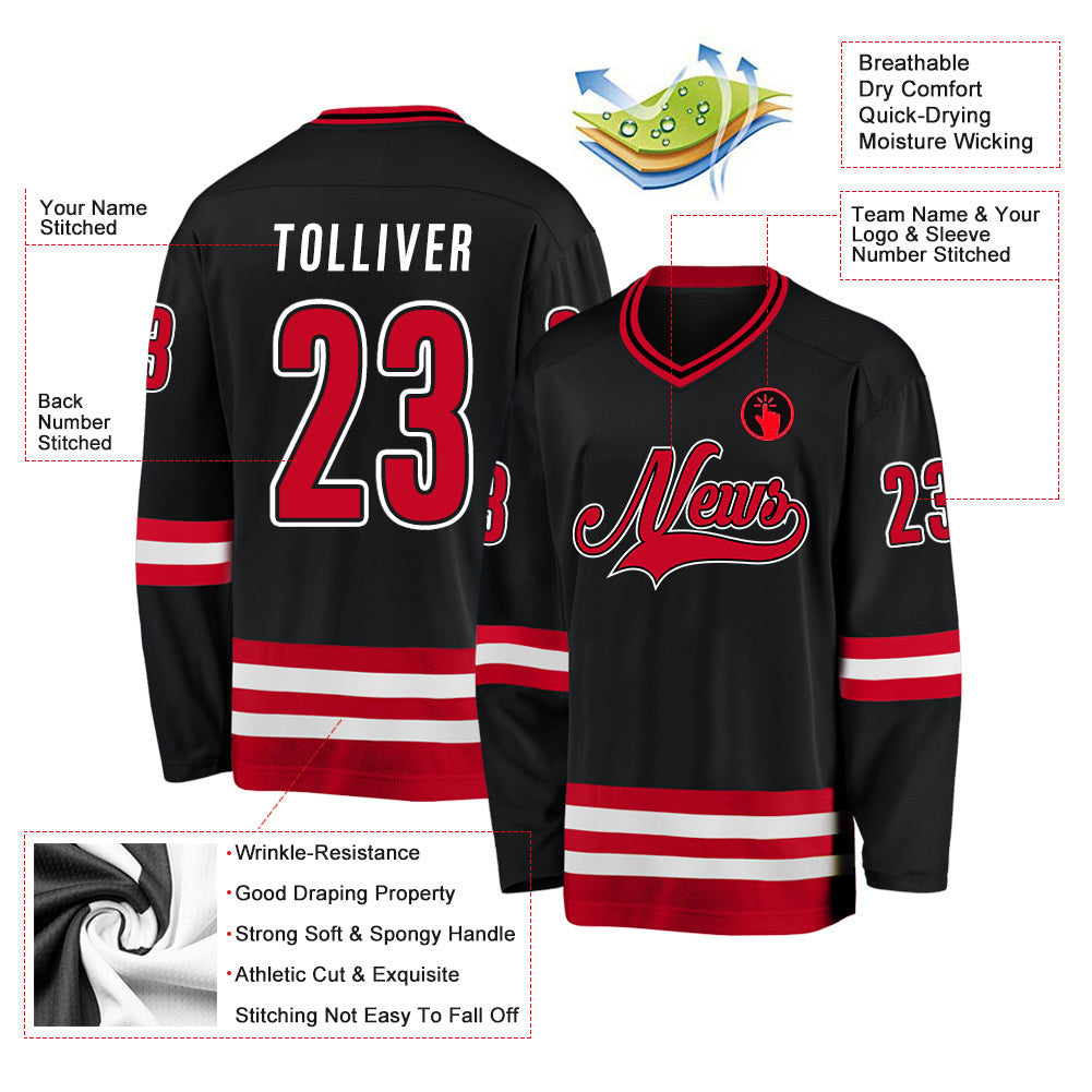 Black Red-White Custom Hockey Jersey