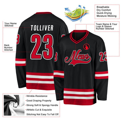 Black Red-White Custom Hockey Jersey