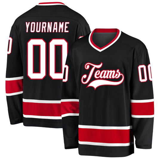 Black White-Red Custom Hockey Jersey
