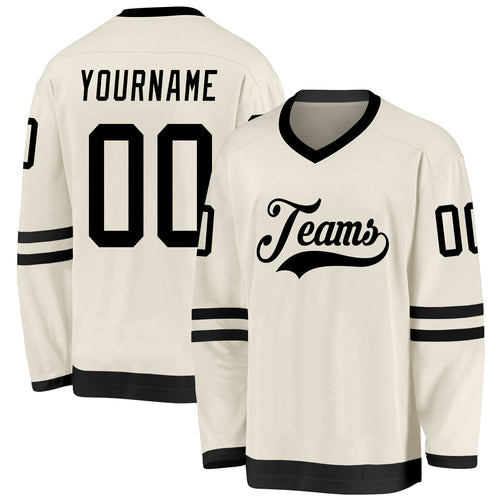 Cream Black Custom Hockey Jersey