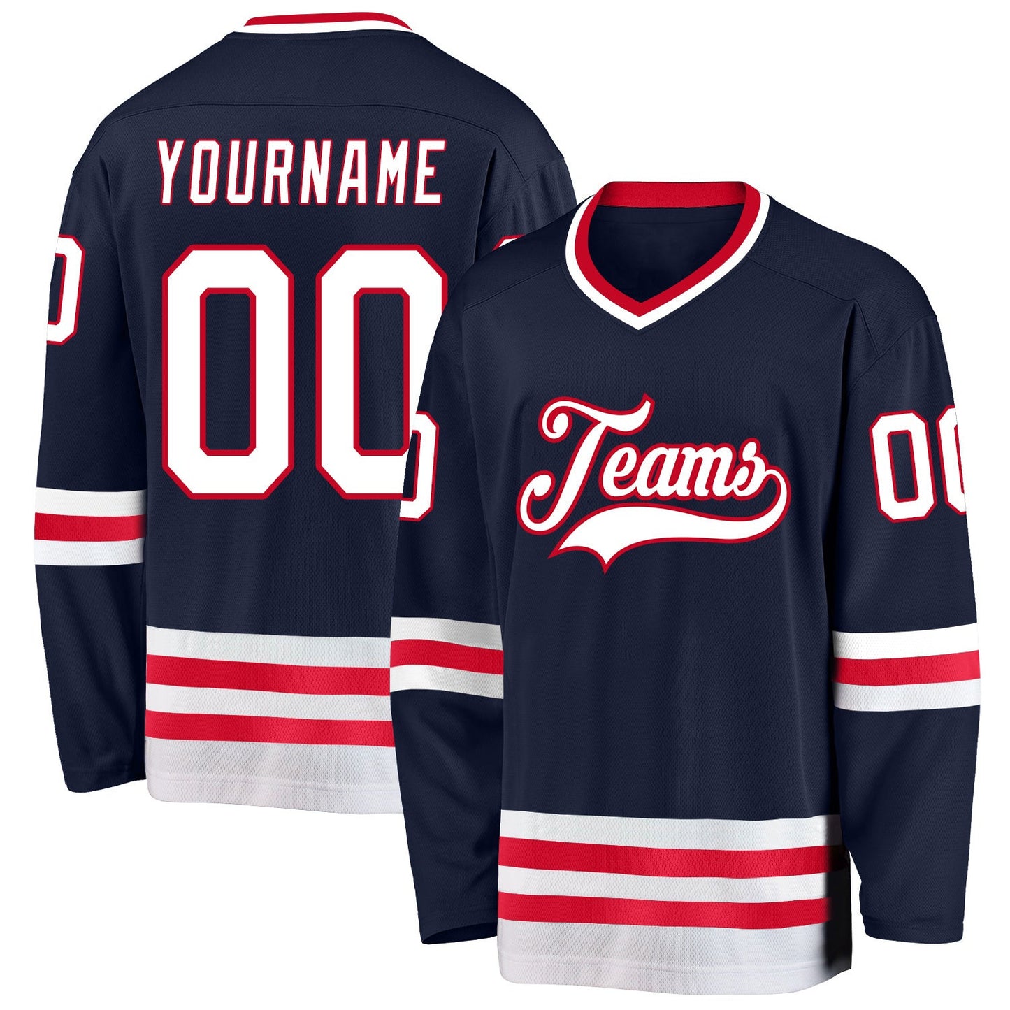 Navy White-Red Custom Hockey Jersey