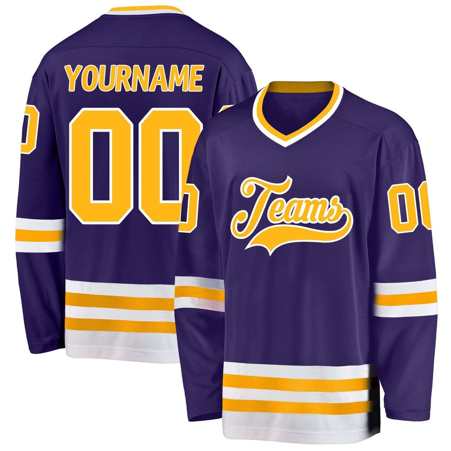 Purple Gold-White Custom Hockey Jersey