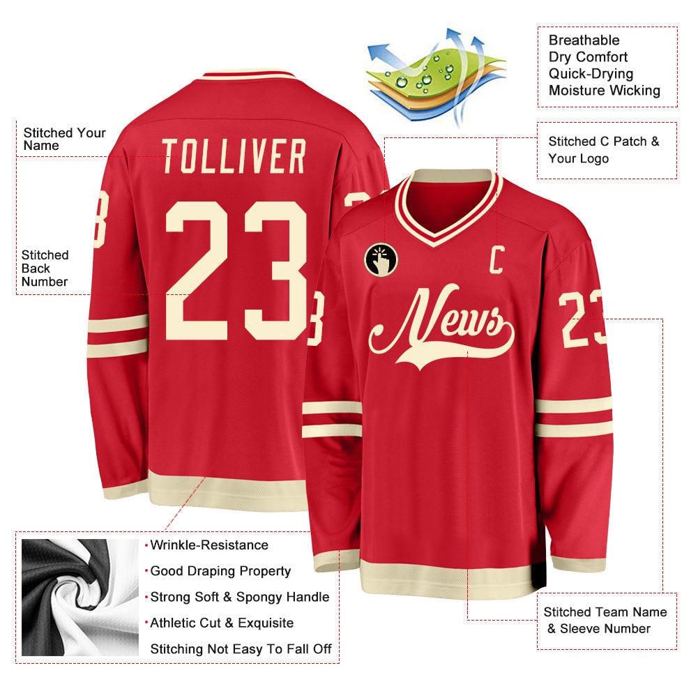 Red Cream Custom Hockey Jersey