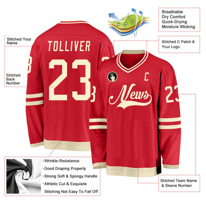 Red Cream Custom Hockey Jersey