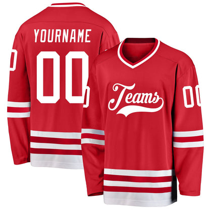 Red White Custom Hockey Jersey