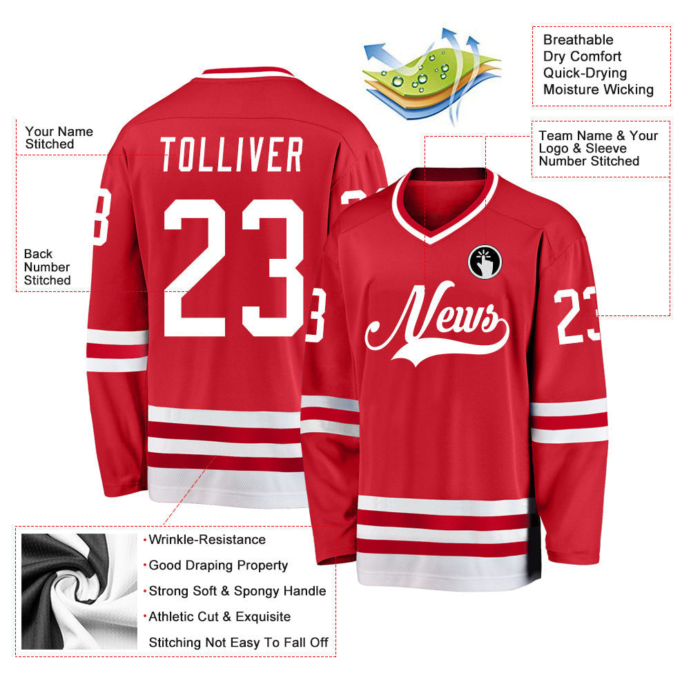 Red White Custom Hockey Jersey